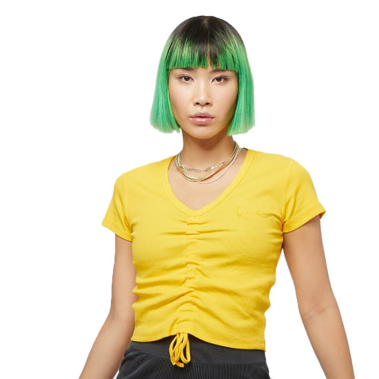 Karl Kani Γυναικεία κοντομάνικη μπλούζα Chest Signature Crop Gathered Rib Tee